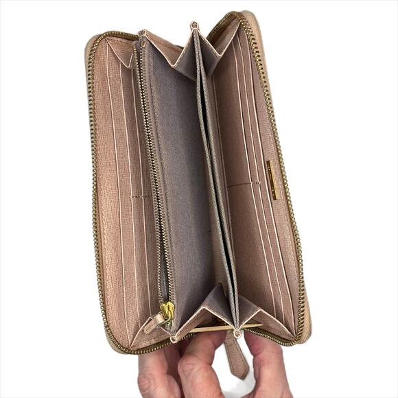 Fendi Zip Around Leather Wallet in Dusty Rose Beige and Gold Tone - Picture 13 of 14